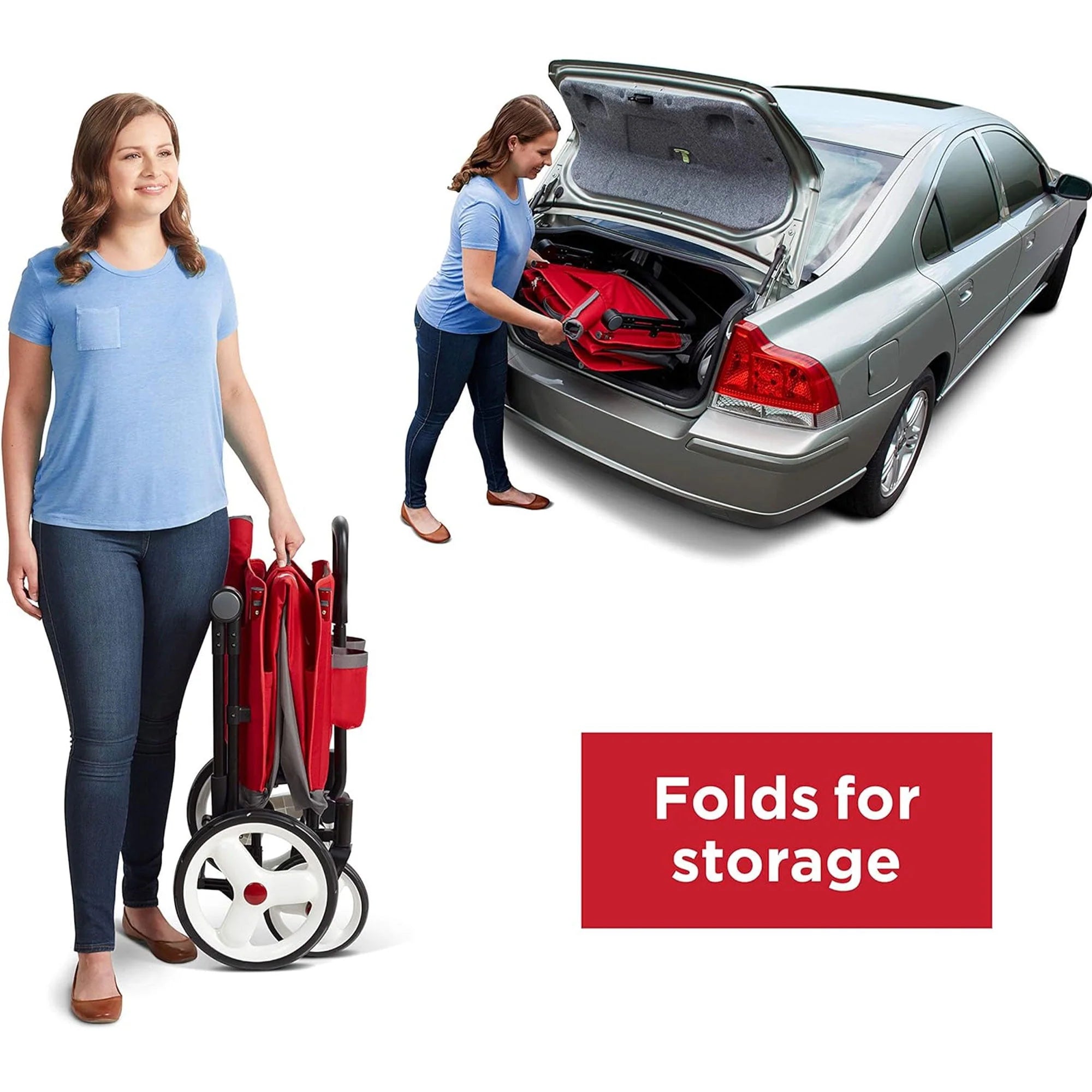 Red/Black Convertible Stroll N Wagon with Pull & Push Handle H83256