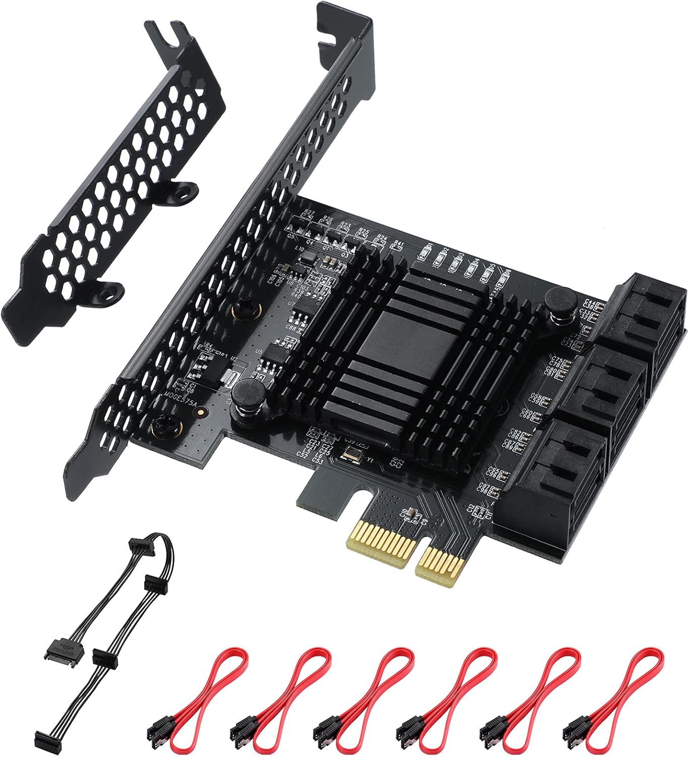 16 Port SATA PCle Expansion Card with 16 SATA Cables and Bracket V7052