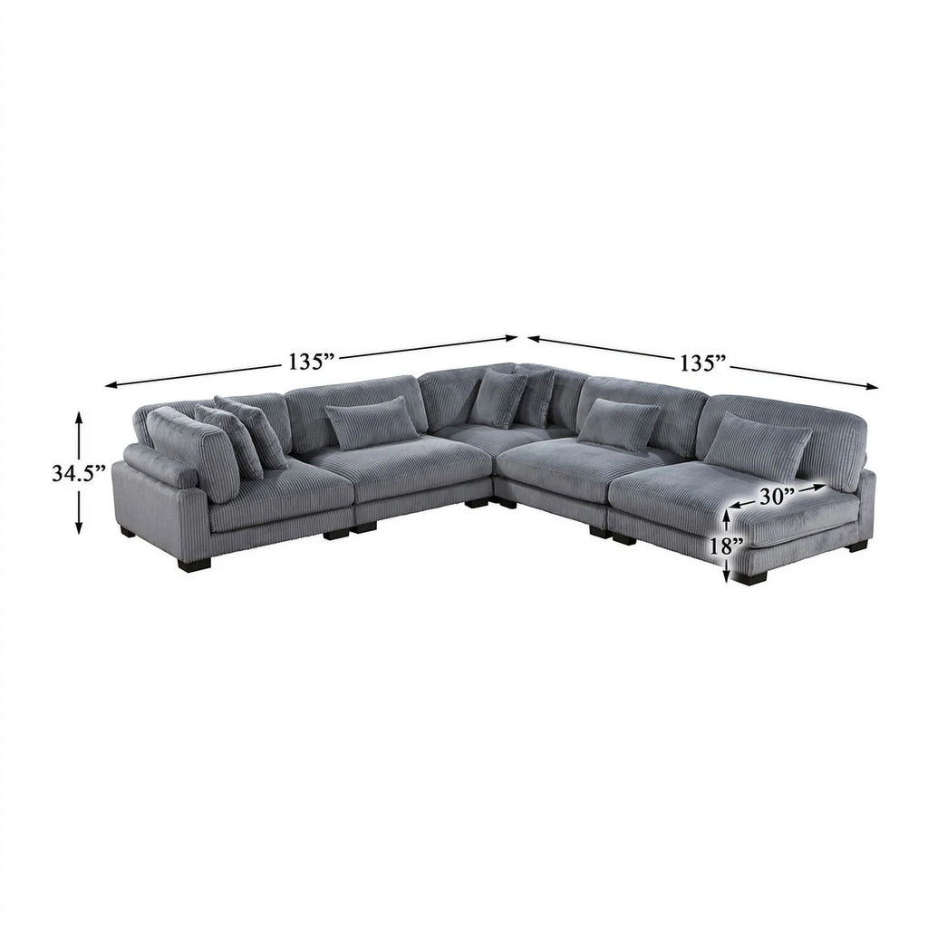 Gray Corduroy Modular Sectional J137