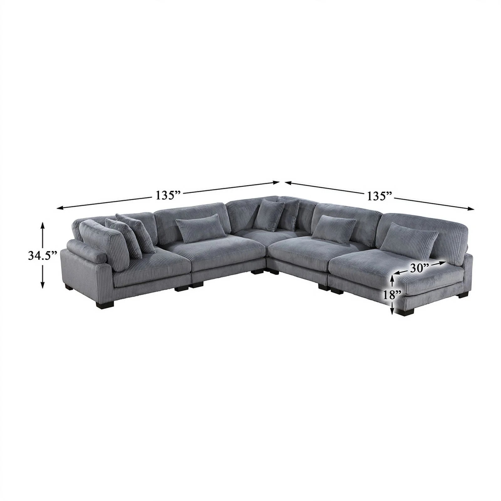 Gray Corduroy Modular Sectional J137