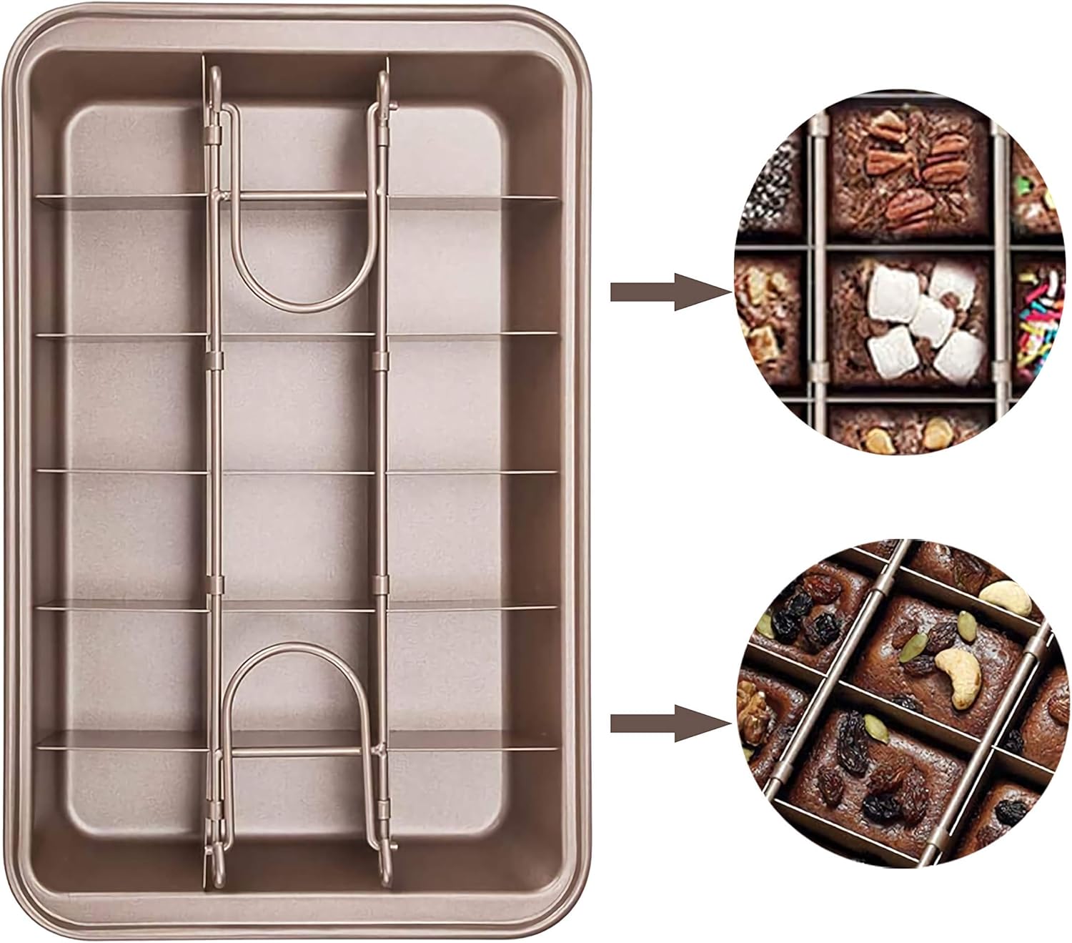 Non Stick Carbon Steel Brownie Pan with Built-in Slicer D342