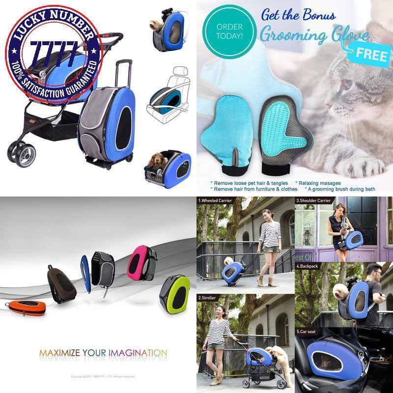 5 in 1 Pet Carrier Backpack Carseat Stroller with Wheels Blue J44595