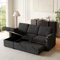 Dark Grey L-Shaped Fabric Sofa with Pull Out Bed M363