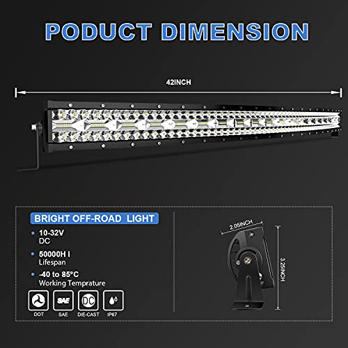 20 Inch 420W LED Light Bar Triple Row Flood Spot Combo Beam Off Road Lights I37405