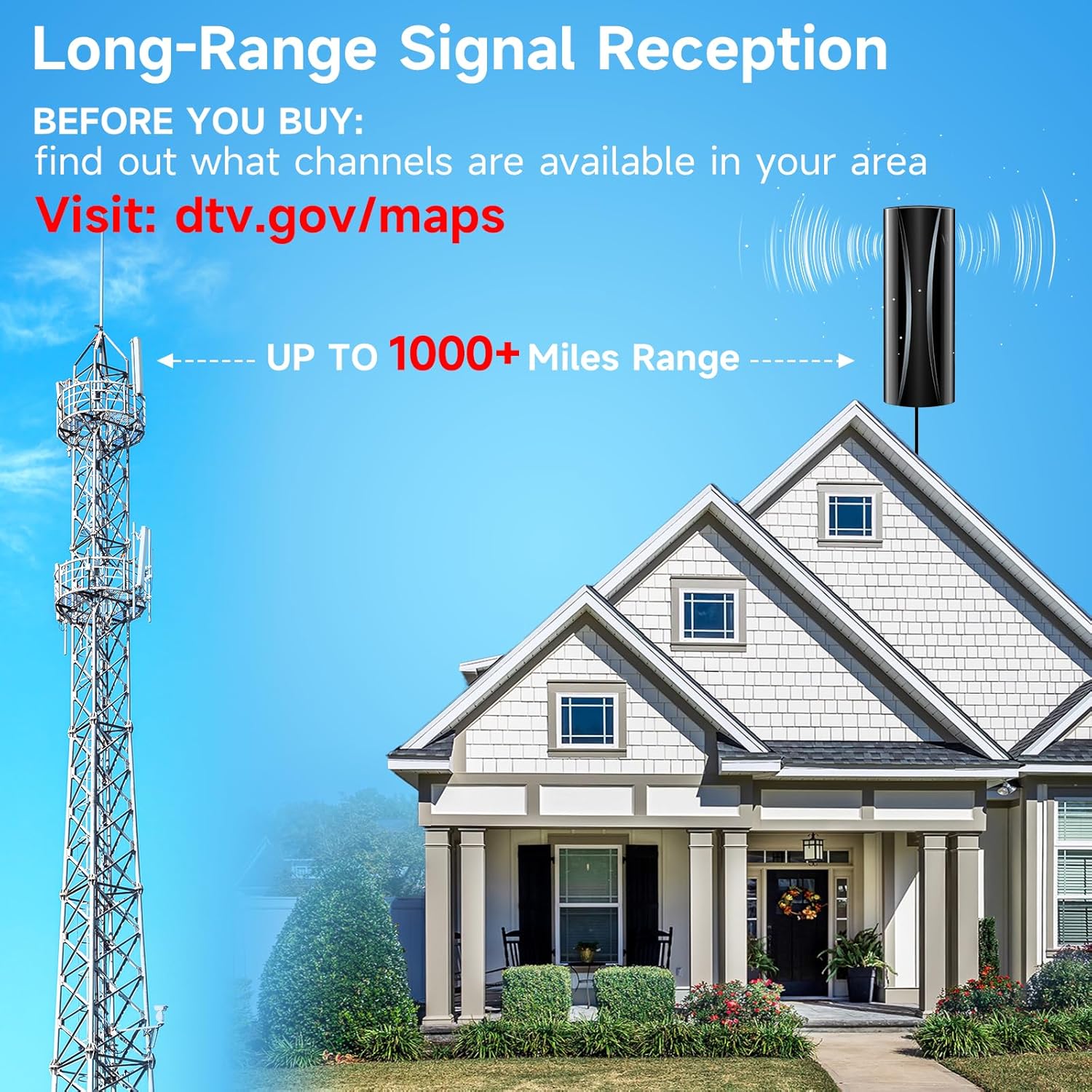 Digital TV Antenna with Amplifier Signal Booster and Coaxial Cable L451