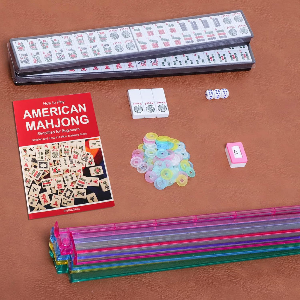 166 White Tiles Mahjong Set with Soft Bag and 4 Racks E40069