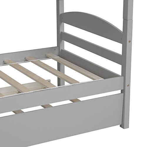 Twin-Over-Twin-Over-Twin-Over-Twin L Shaped Bunk Bed with Trundle N5775