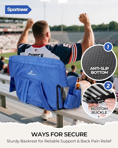 Padded Stadium Chair with Back Support and Armrests L21562