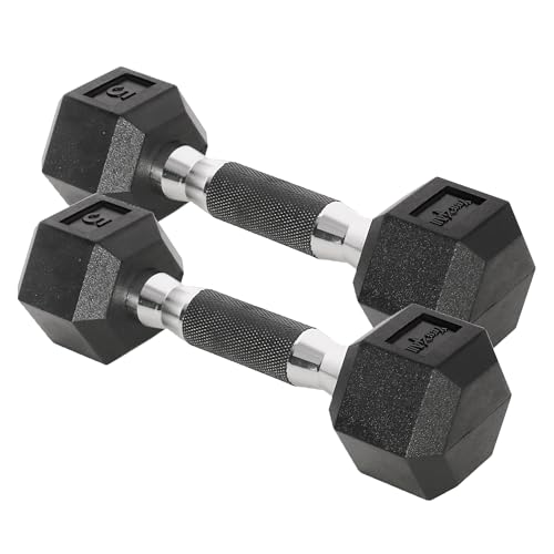Chrome Rubber Grip Encased Hex Dumbbells 10-30 LBS Pair J766