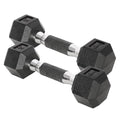 Chrome Rubber Grip Encased Hex Dumbbells 10-30 LBS Pair J766