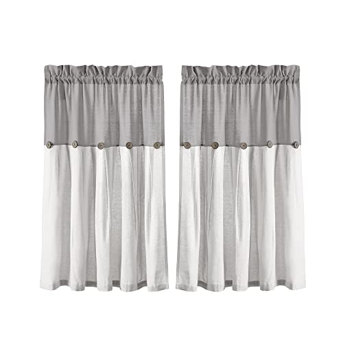 Dark Linen Tier Curtain Set, Pair, 29" W x 36" L K40030