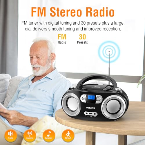 Portable CD Player Boombox with Bluetooth, FM Radio, USB Port B11136