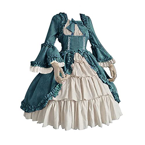 Medieval Victorian Renaissance Cosplay Trumpet Long Sleeve Peasant Dresses Gothic Ball Gowns R940