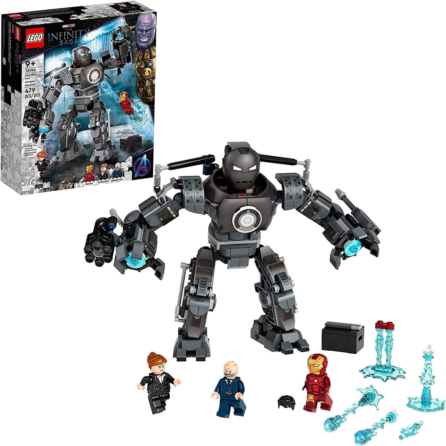 LEGO Marvel Iron Man Monger Mayhem Set 76190, Avengers Mech Building Toy, Action Figure Q735