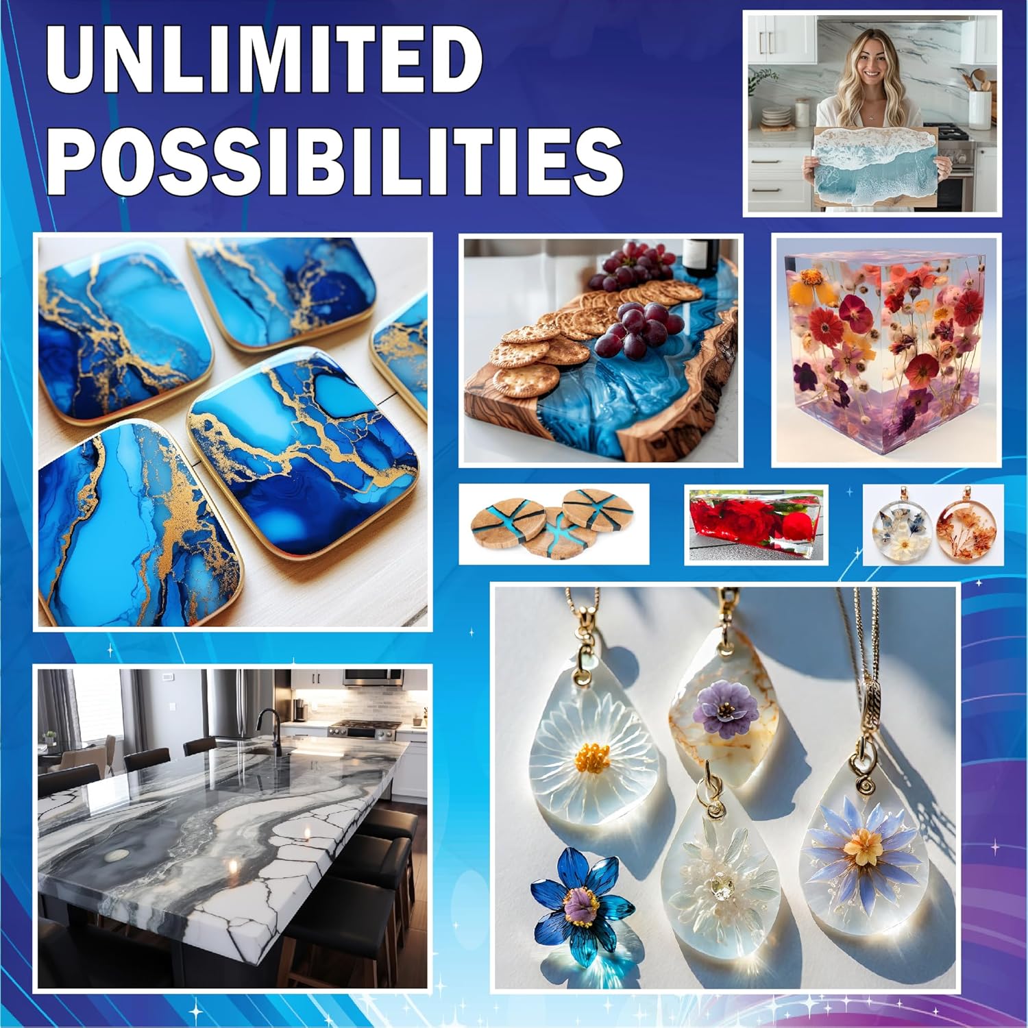 Epoxy Resin 80 OZ KIT Crystal Clear Casting, Non-Toxic, Heat Resistant M1206
