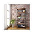 5 Shelf Rustic Wood and Metal Bookcase Y881