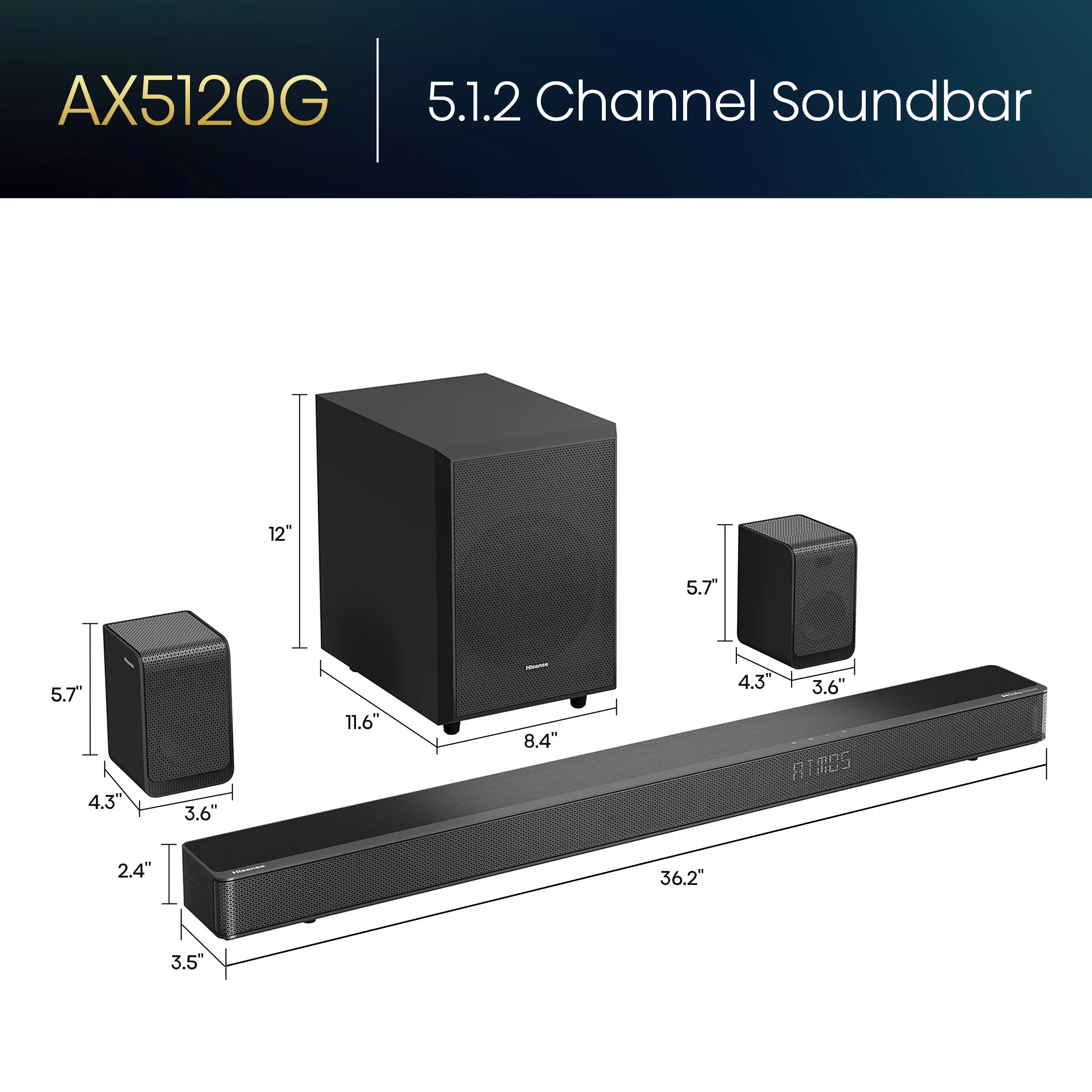 5.1.2 Ch 420W Soundbar with Wireless Subwoofer and Wireless Rear Speakers Y9069