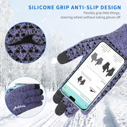 Winter Touch Screen Thermal Knit Gloves with Elastic Cuff E251