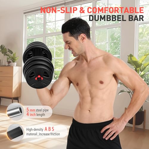 Adjustable Dumbbells, 20/30/40/55/60/70/80/90lbs Free Weights Convertible 2 in 1 Set R747