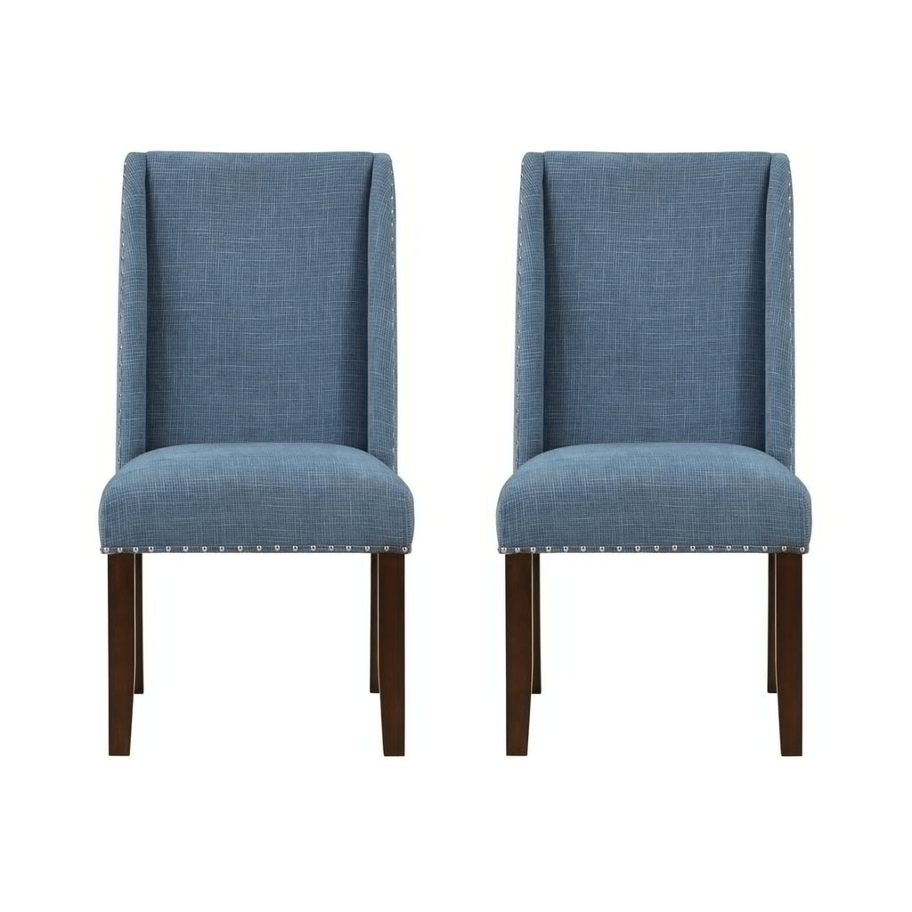 Brown and Blue Transitional Accent Dining Chair Set of Two F2676