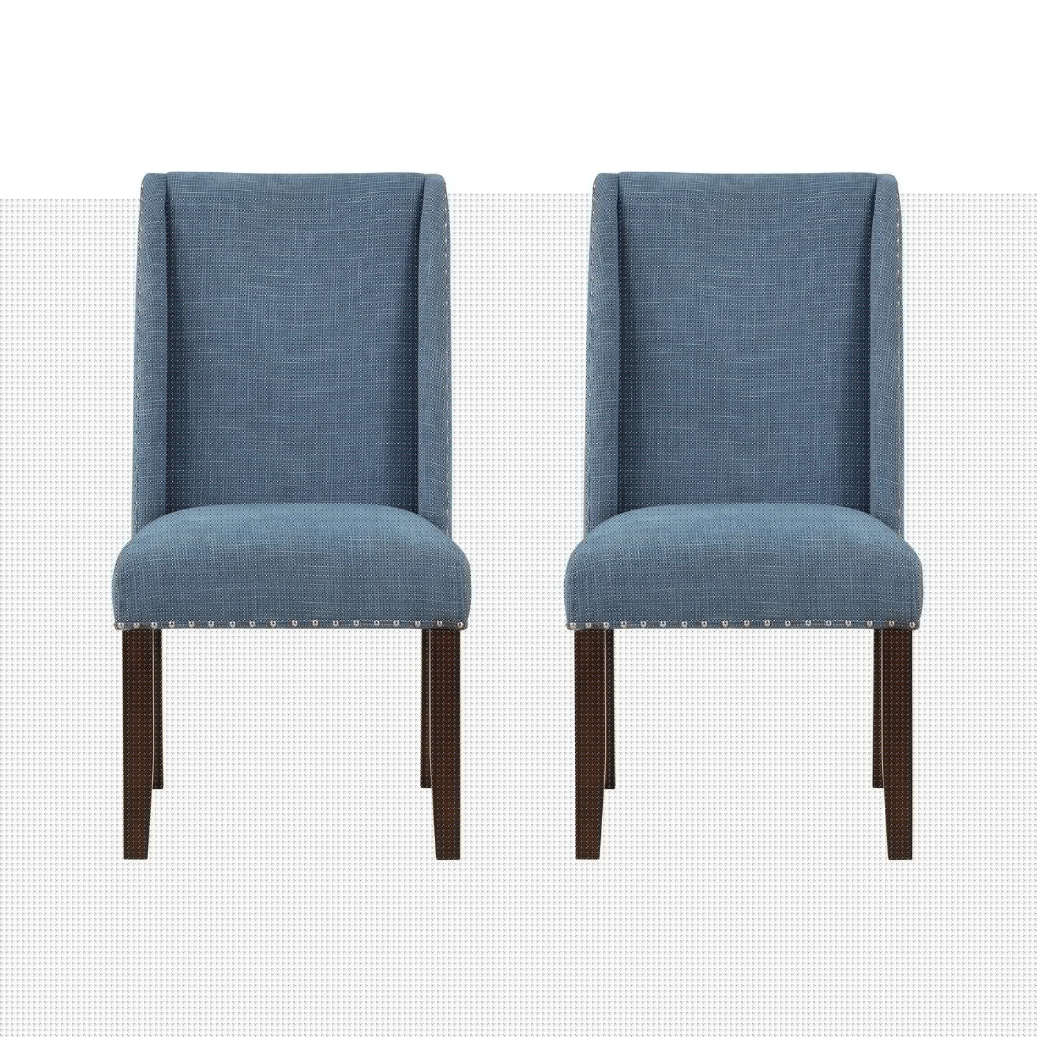 Brown and Blue Transitional Accent Dining Chair Set of Two F2676
