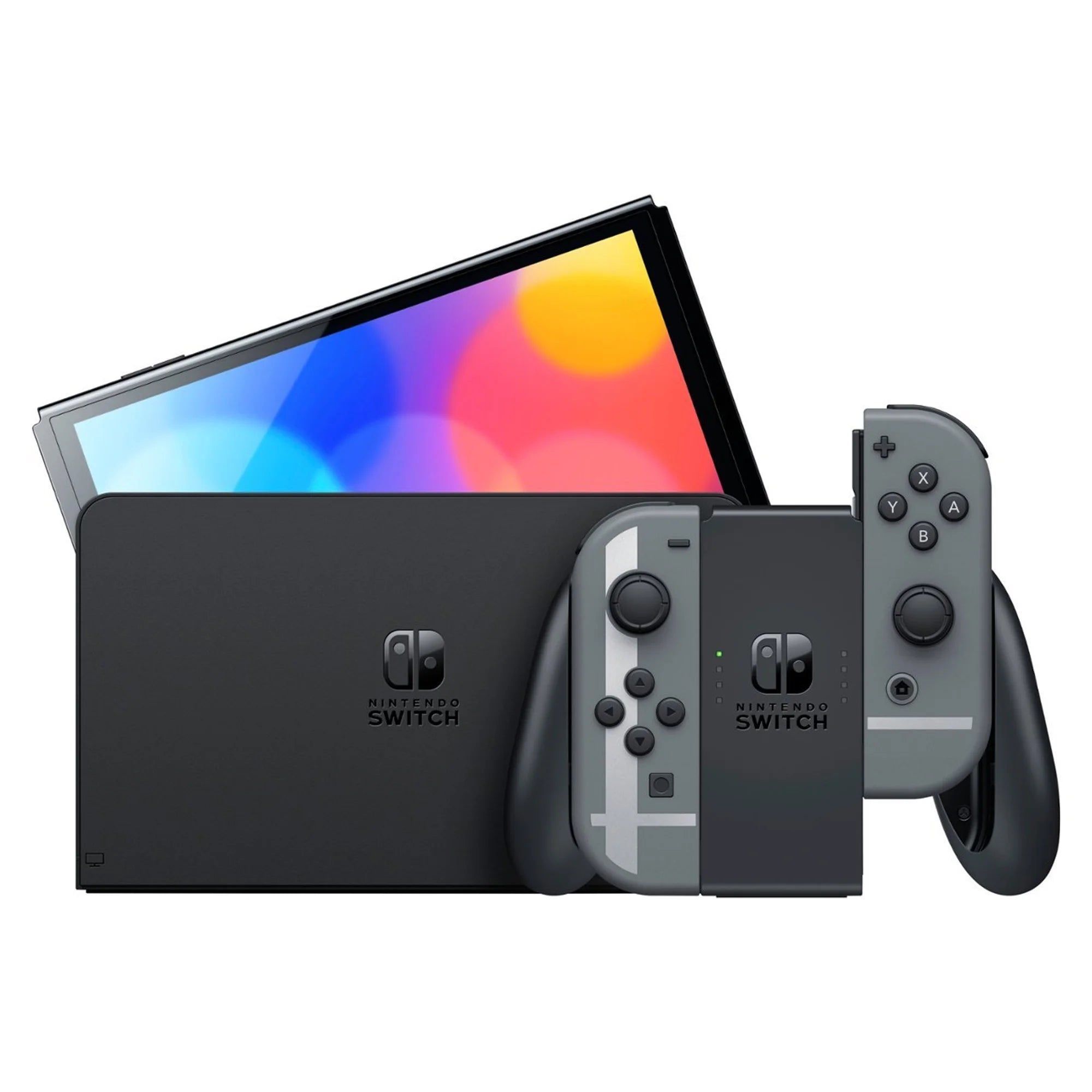 Gray Console OLED Bundle with Super Smash Bros. Ultimate, Triangle Strategy, Wireless Pro Controller and Accessories E579600