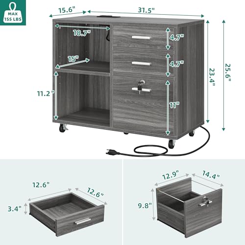 Black 3 Drawer Wood File Cabinet N13518