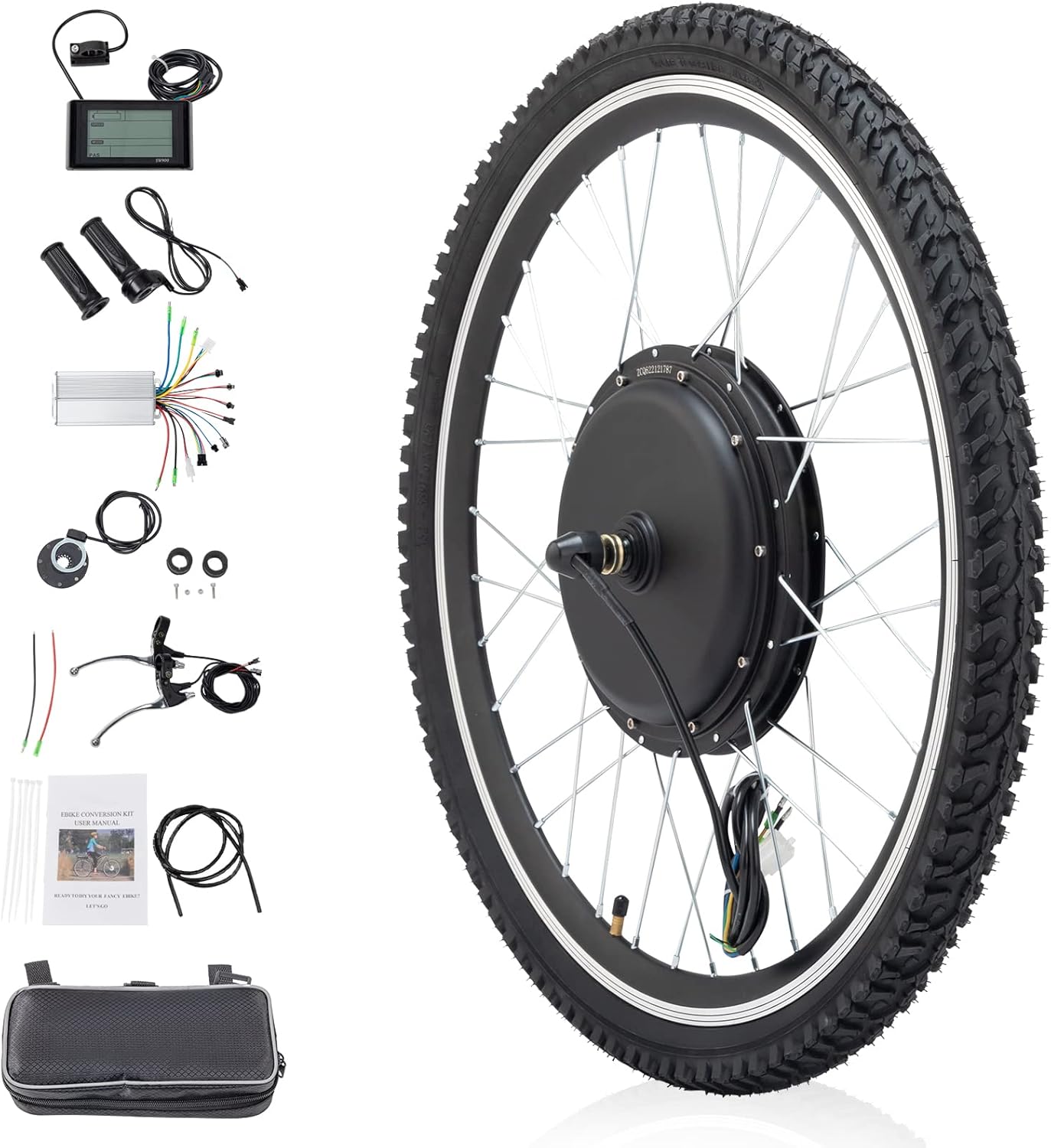 26" 48V 1000W Electric Fat Bike Conversion Kit Rear Wheel with LCD Display I4006
