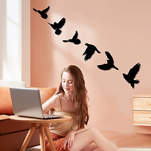 Black Birds Metal Wall Decor Set of 6 E104