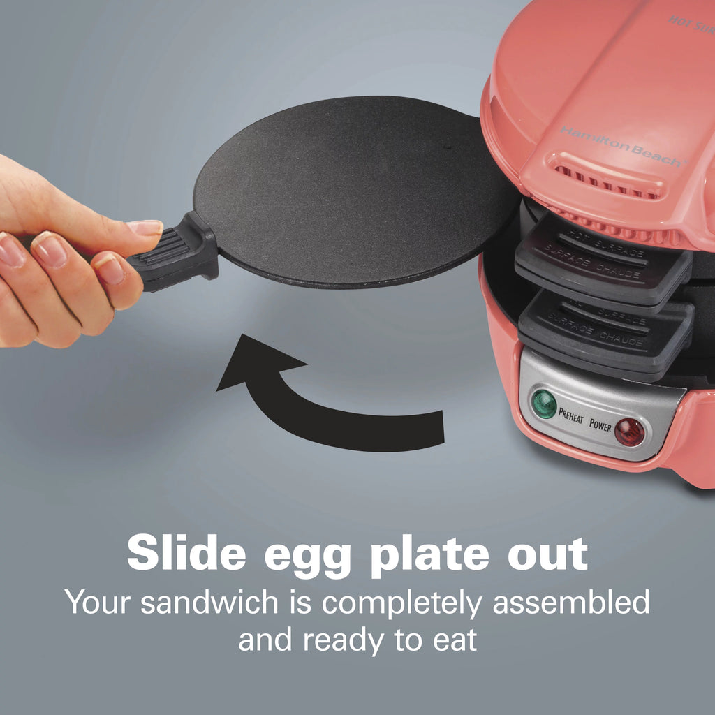 Breakfast Sandwich Maker with Egg Cooker Ring, Coral X4866