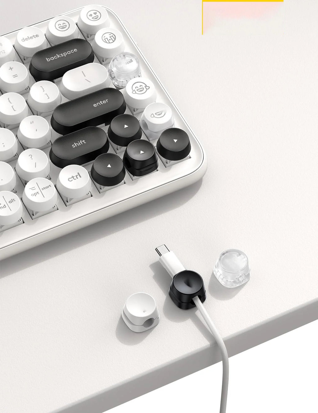 White Adhesive Round Cable Clip A5270