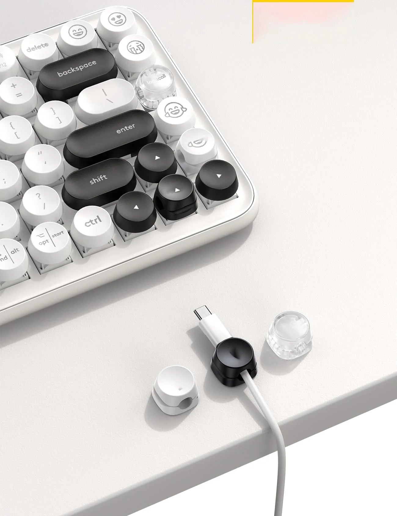 White Adhesive Round Cable Clip A5270