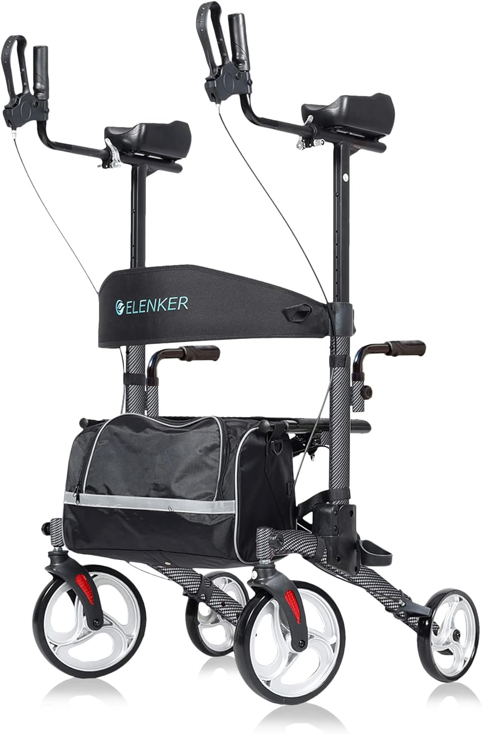 Upright Walker with 10” Front Wheels Backrest Seat and Padded Armrests N481238