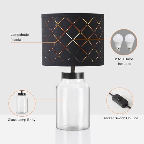 Fillable Table Lamp with Clear Glass and White Lampshade T6364