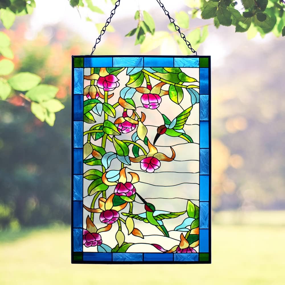 Round Hummingbird Stained Glass Window Suncatcher K337