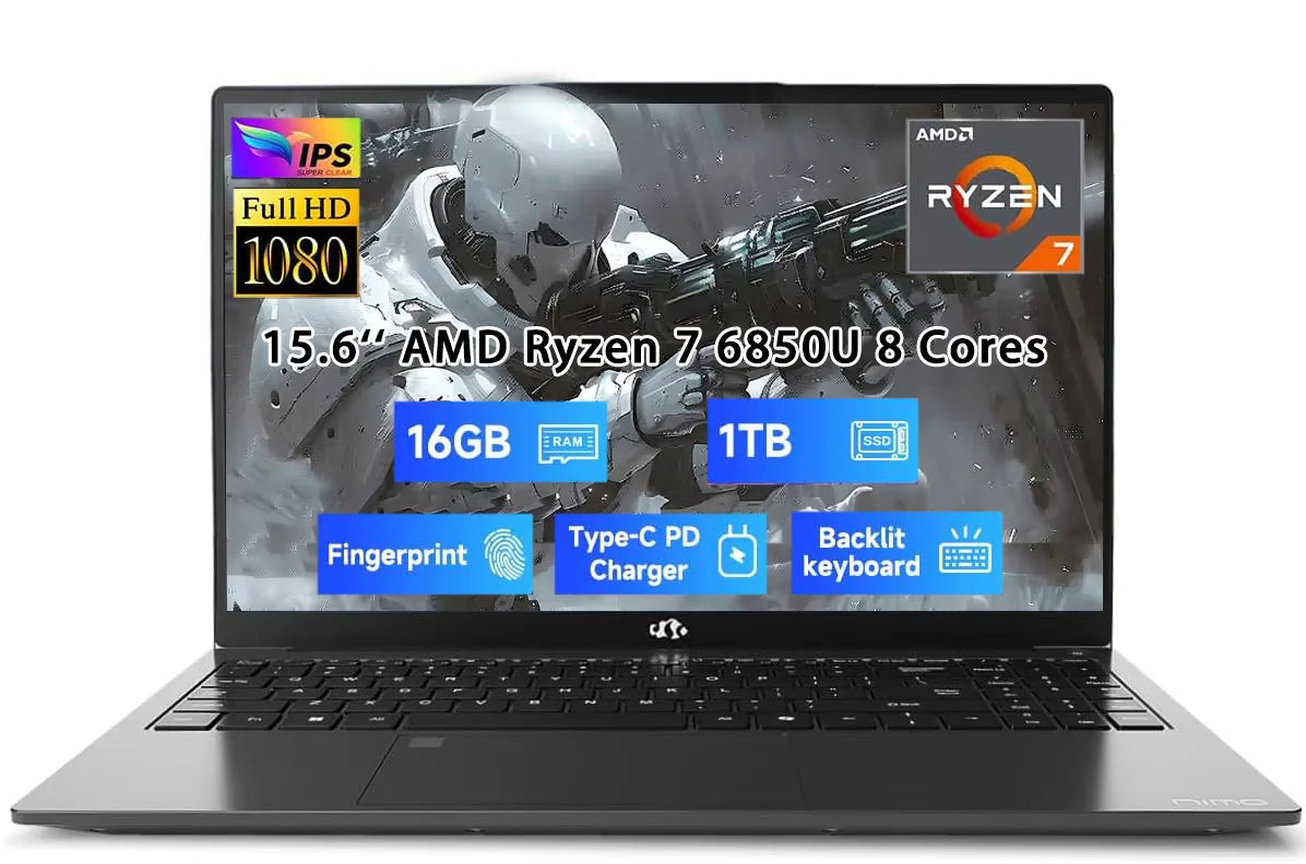 15.6" AMD Ryzen 7 Pro 6850U 16GB RAM 1TB SSD Gaming Laptop L865