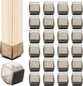 24 pcs Square Chair Leg Floor Protectors Felt Furniture Pads Silicone Chair Leg Covers Black A9019