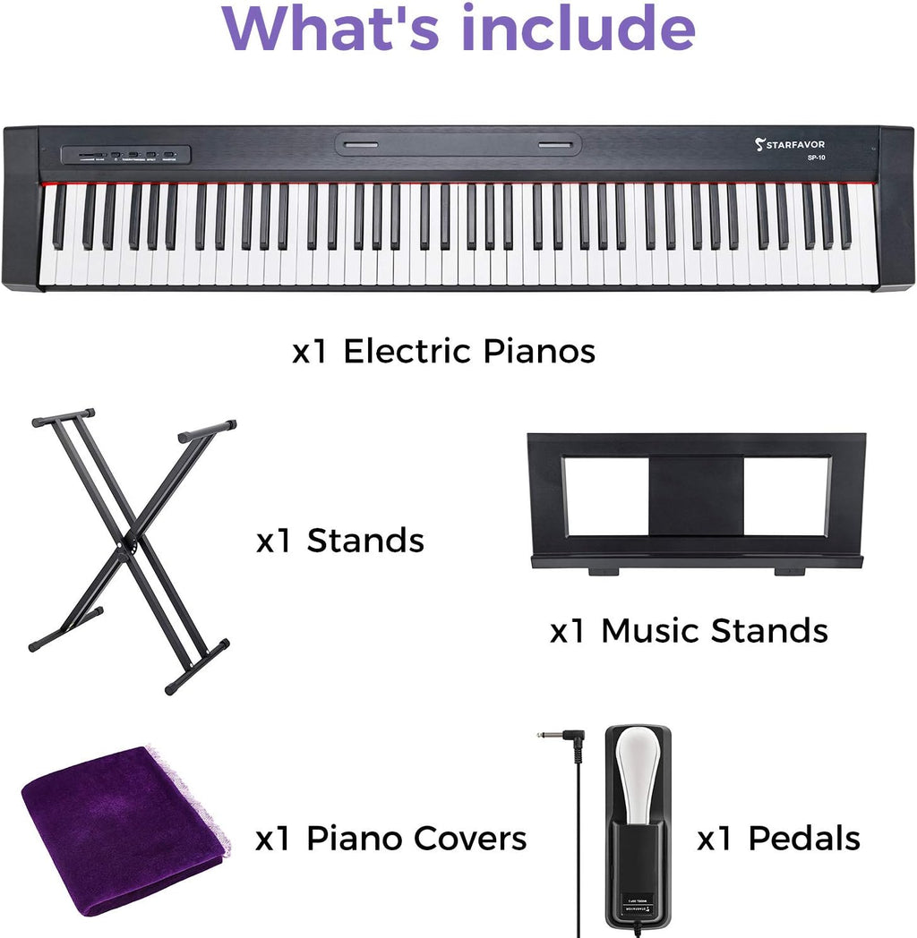 88 Key Digital Piano with Semi Weighted Keys and Dual 30W Speakers D10050