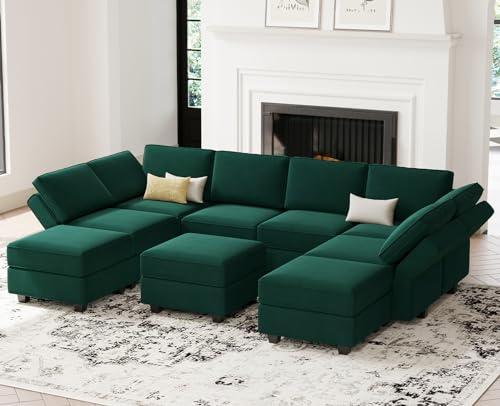 Oversized Modular Sectional Sofa L Shaped Couch Set with Reversible Chaise Black N507