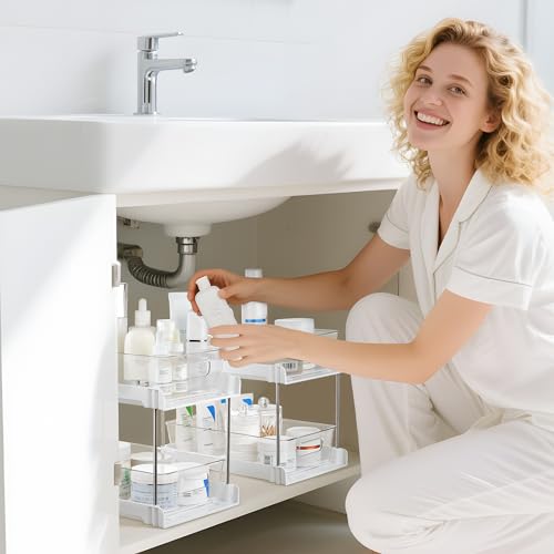 4 Pack Clear 2 Tier Under Sink Organizer with Track L5743