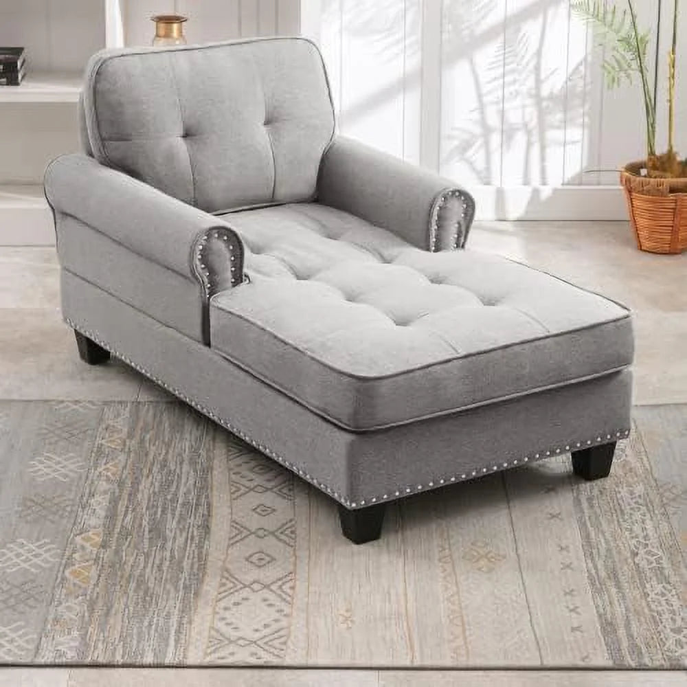 Dark Gray Linen Chaise Sofa Bed C274652
