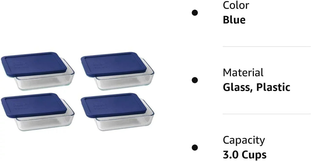 3 Cup Rectangular Dish With Plastic Cover (4) R238