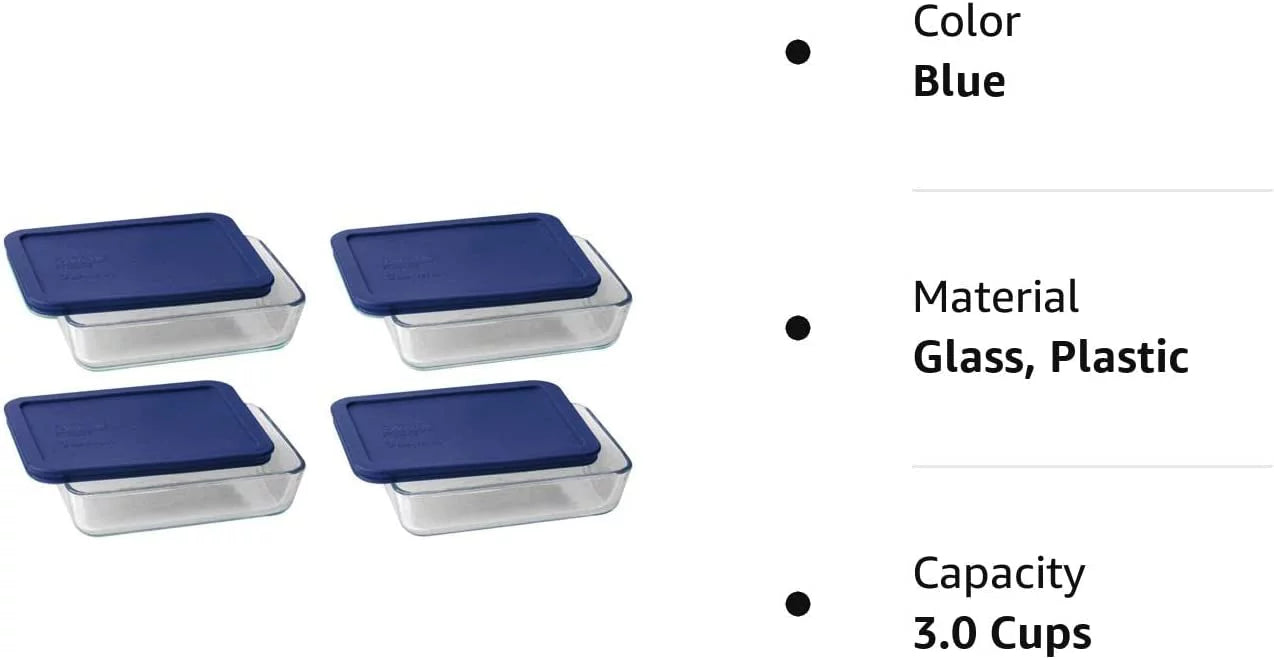 3 Cup Rectangular Dish With Plastic Cover (4) R238