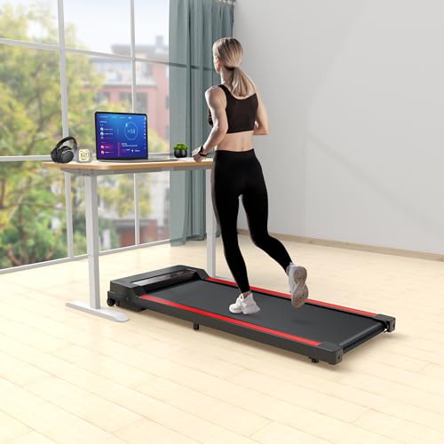 Portable 2-in-1 Under Desk Treadmill with Foldable Wheels and Remote Control Q75829
