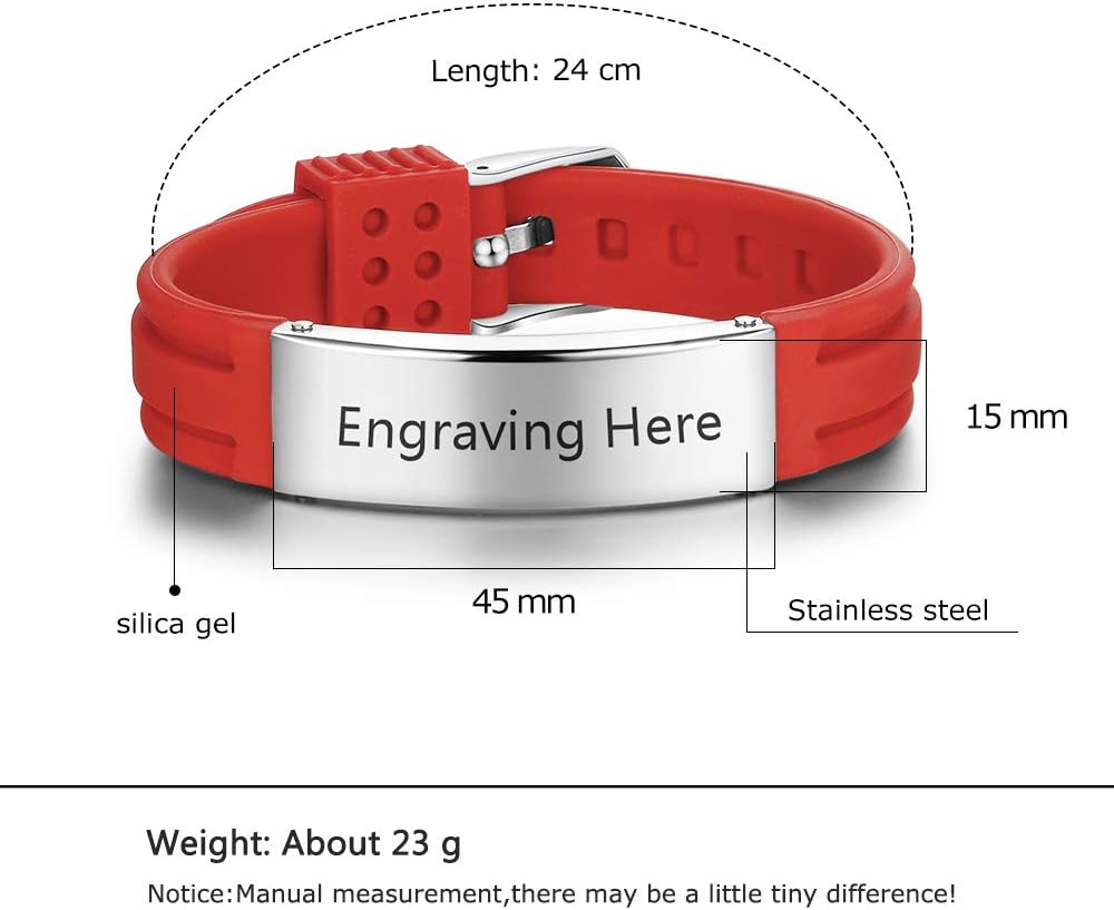 9 Inches Silicone Medical Alert Bracelets O41341