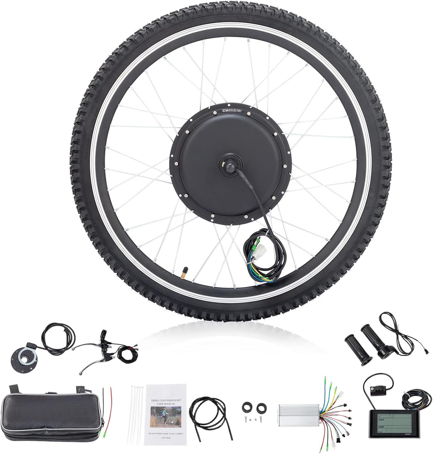 26" 48V 1000W Electric Fat Bike Conversion Kit Rear Wheel with LCD Display I4006