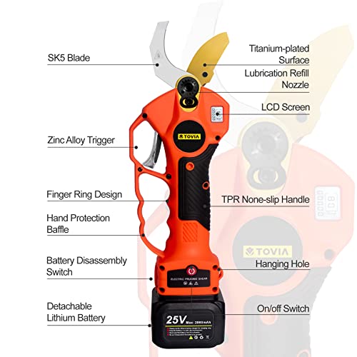 Cordless Electric Pruner Kit, 1.6 Inch Pruning Shears, 5 Inch Handheld Electric Chain Saw with 75 Inch Foldable Extension Pole, 2 Pack 25V Lithium Batteries, SK5 Blades B14523