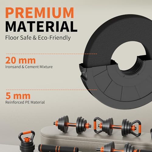 Adjustable Dumbbell Set, 30/50/70/90lbs, 4 in1 Dumbbell Barbell Kettlebell Push-Up Stand Weight Set, Set of 2 Q215
