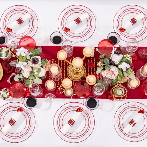 350PCS Clear Plastic Plates with Gold Trim Disposable Dinnerware Set S927728