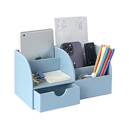 Black Leather Desk Organizer Pen Holder Storage Box P542